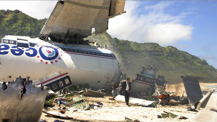 Crash de l'avion 815 au début de la série